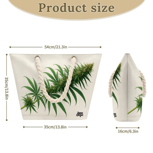 Flora floral print hemp rope tote, back view