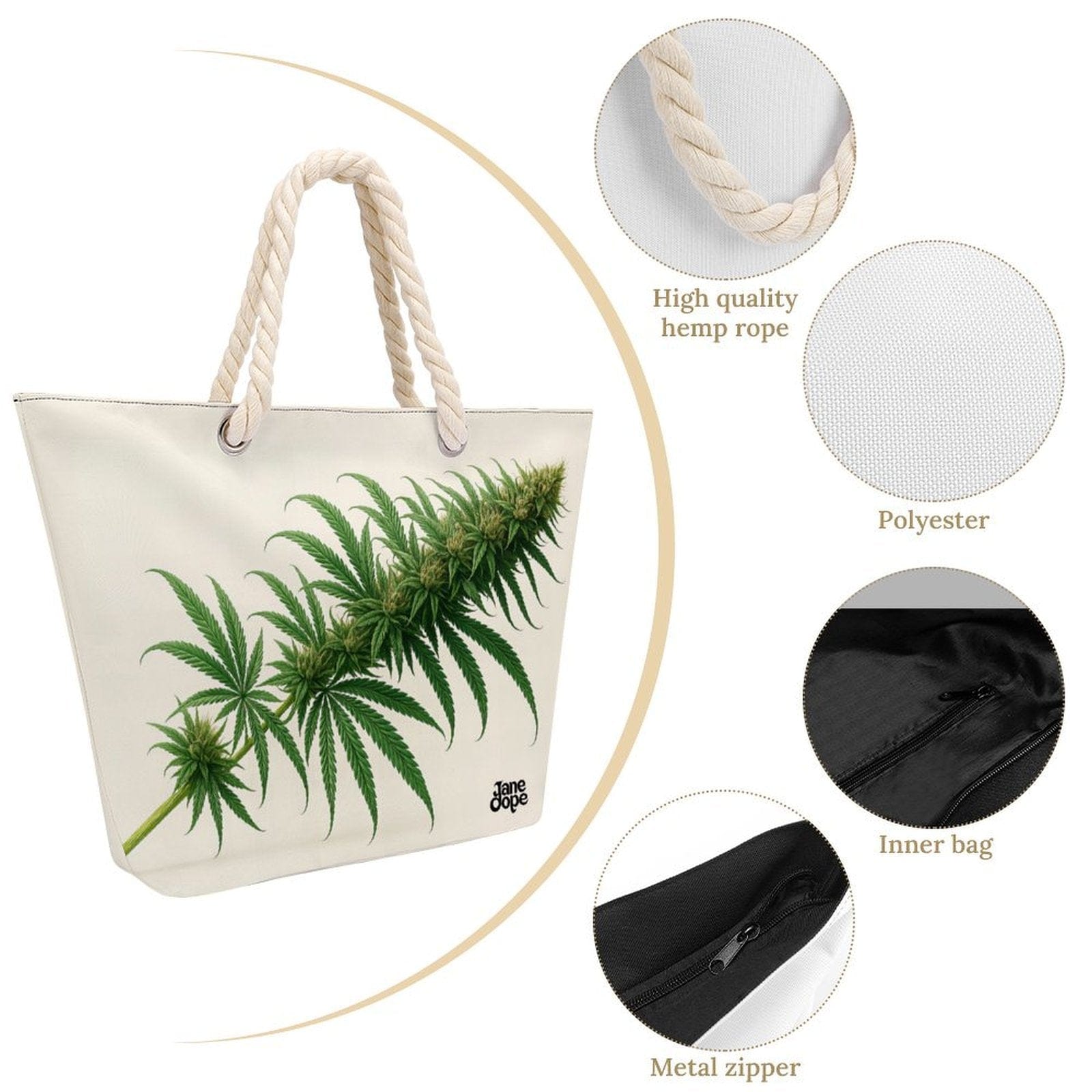 Flora floral print hemp rope tote, interior view showing capacity