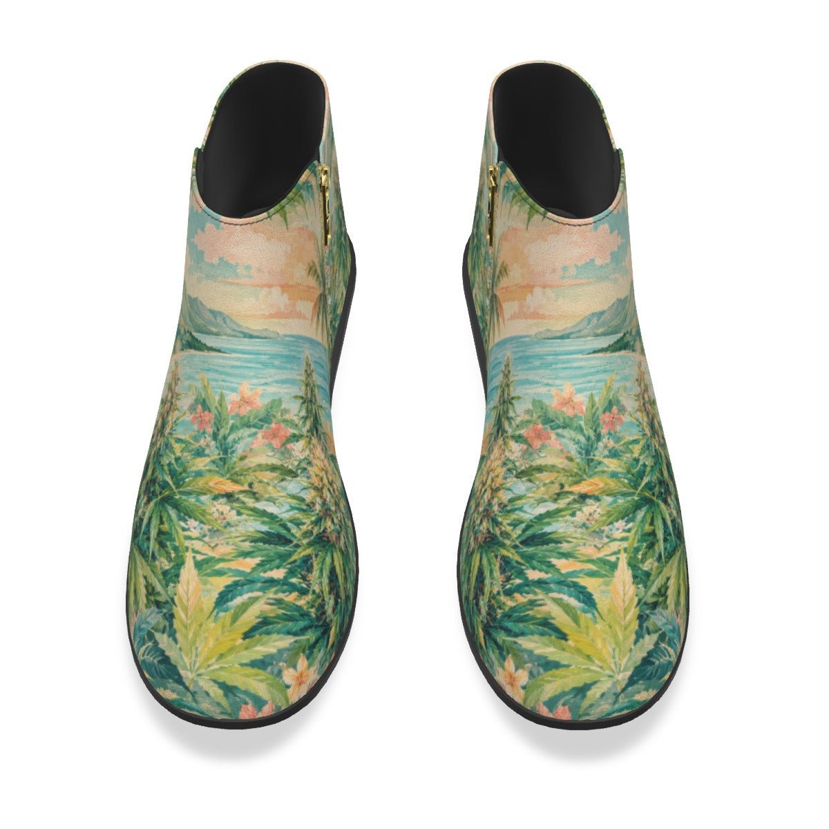 Jane Dope Ganja Breeze Booties — tropical print ankle boots