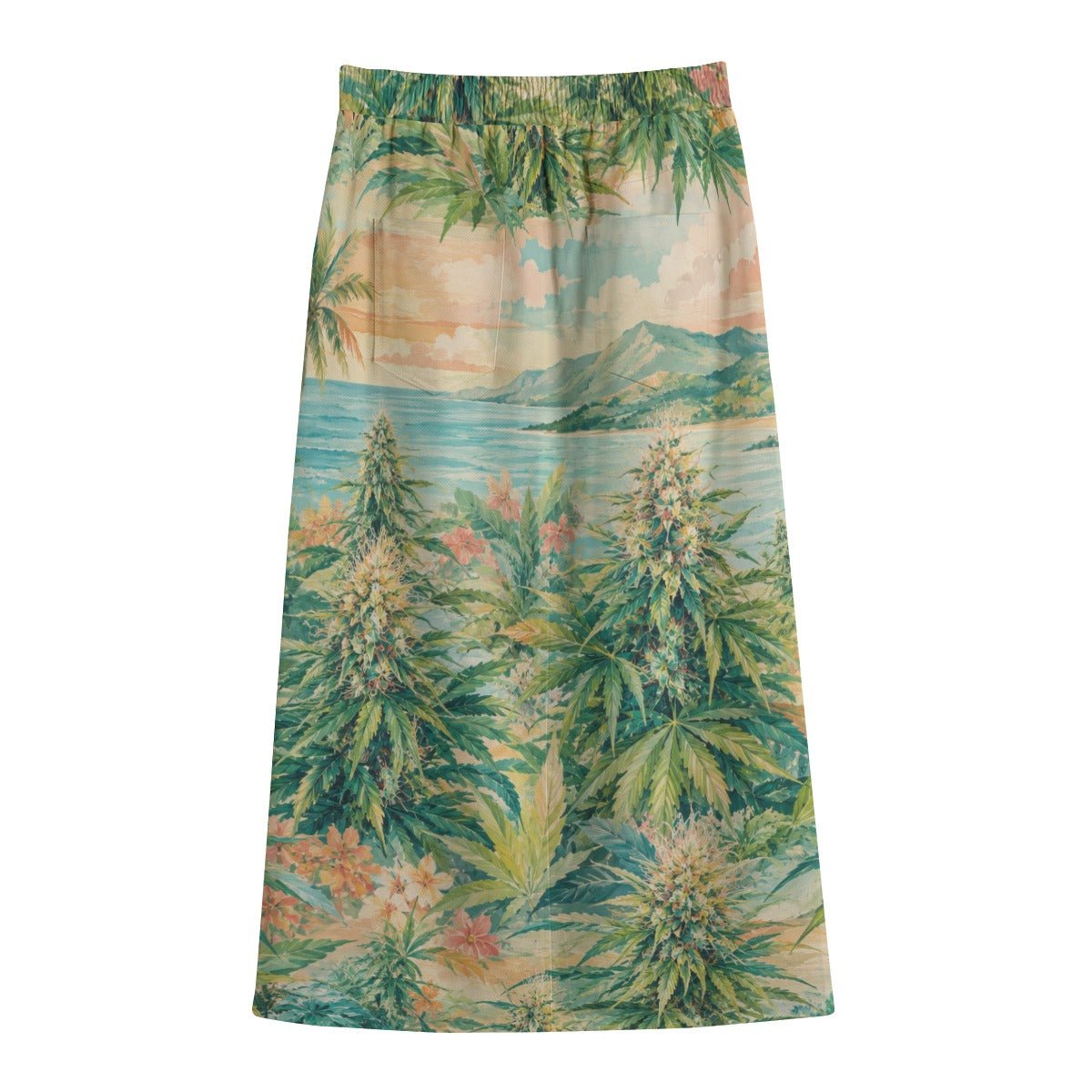 Ganja Breeze Mid-slit Skirt — flat lay back