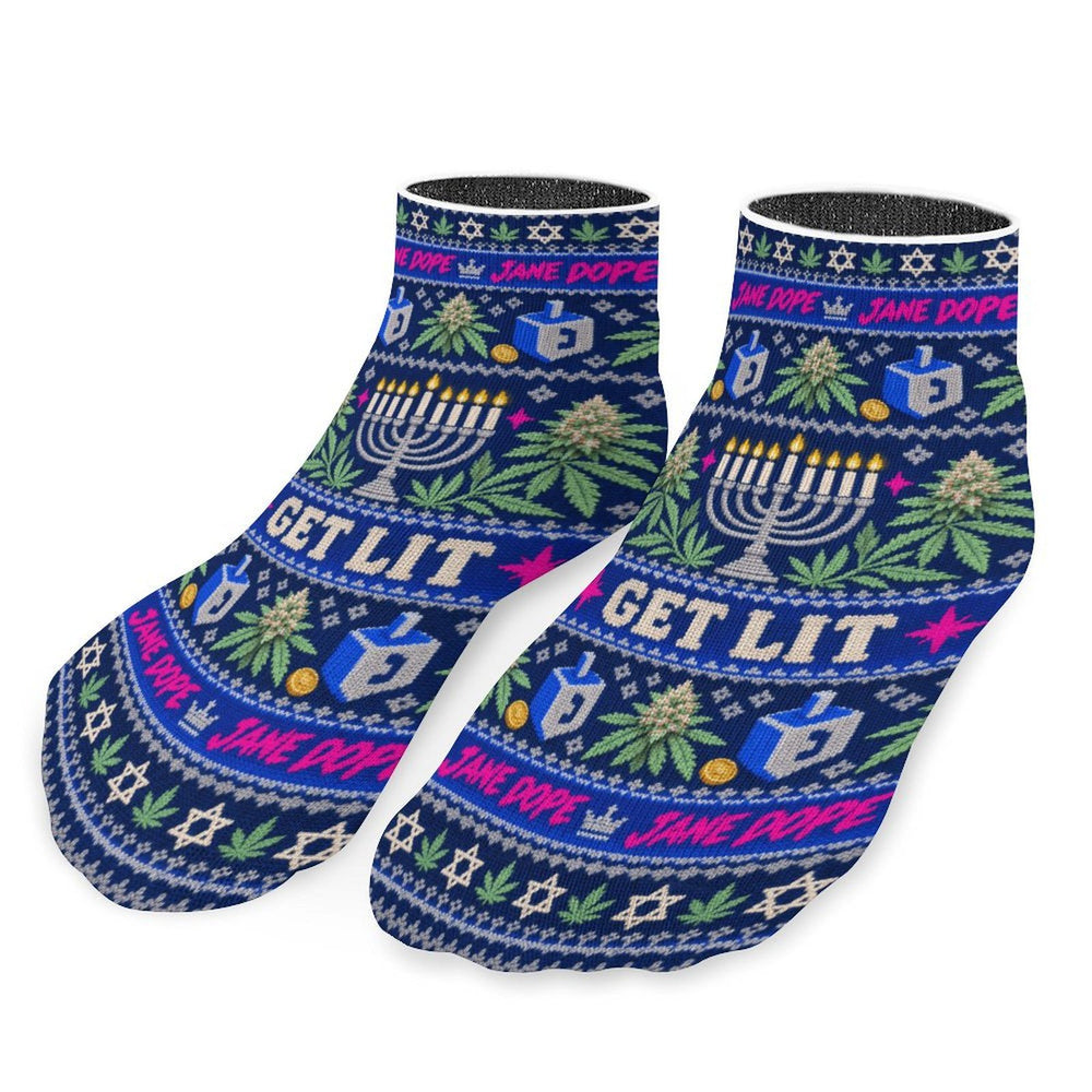Get Lit Hanukkah Ankle Socks