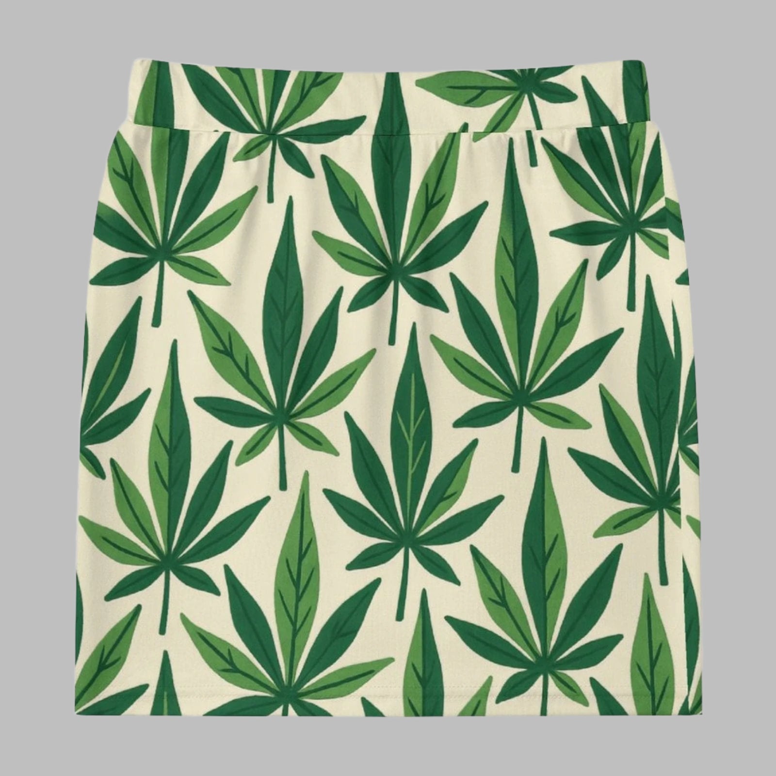 Leaf print mini skirt, back flat lay