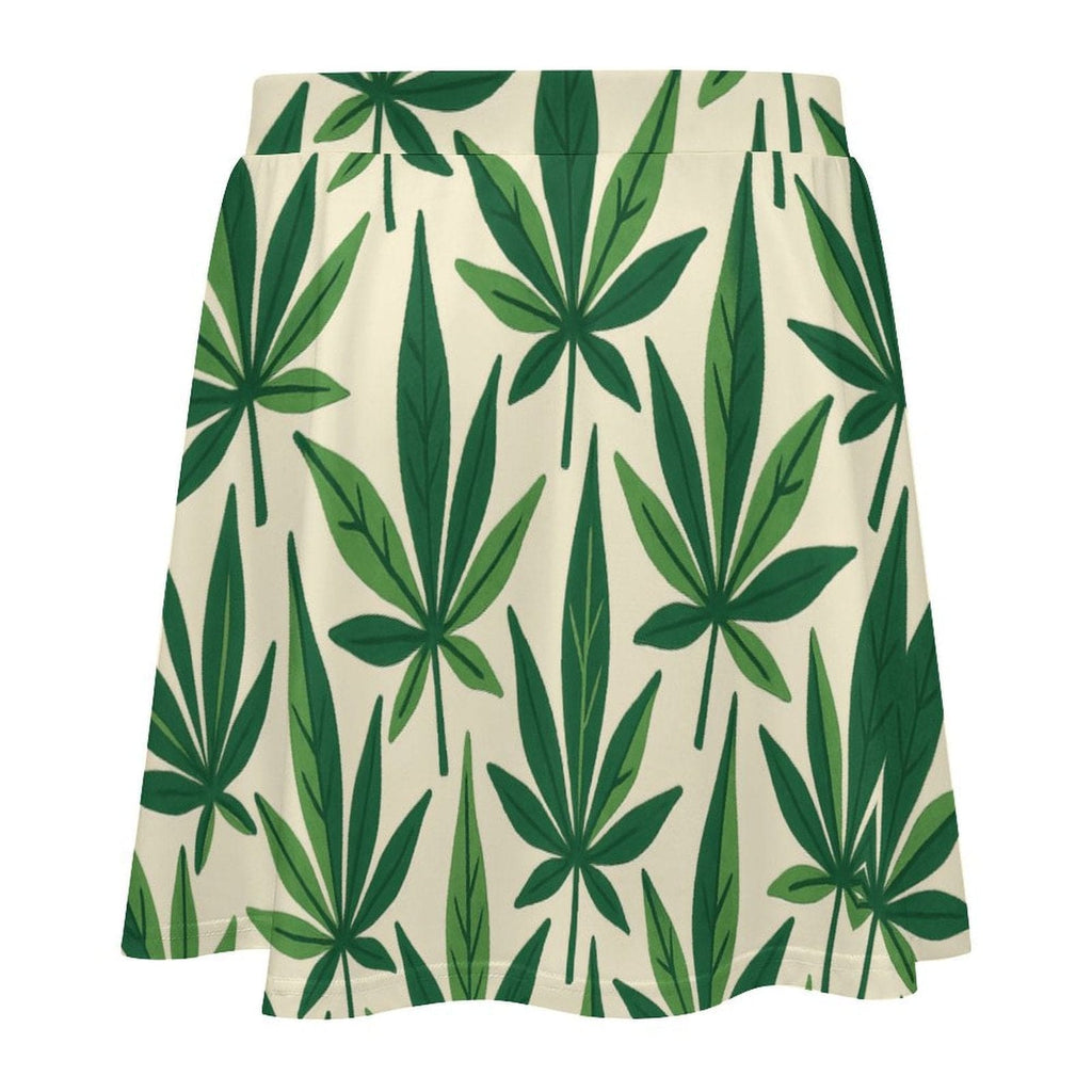 Leaf print skater skirt, waistband detail close-up