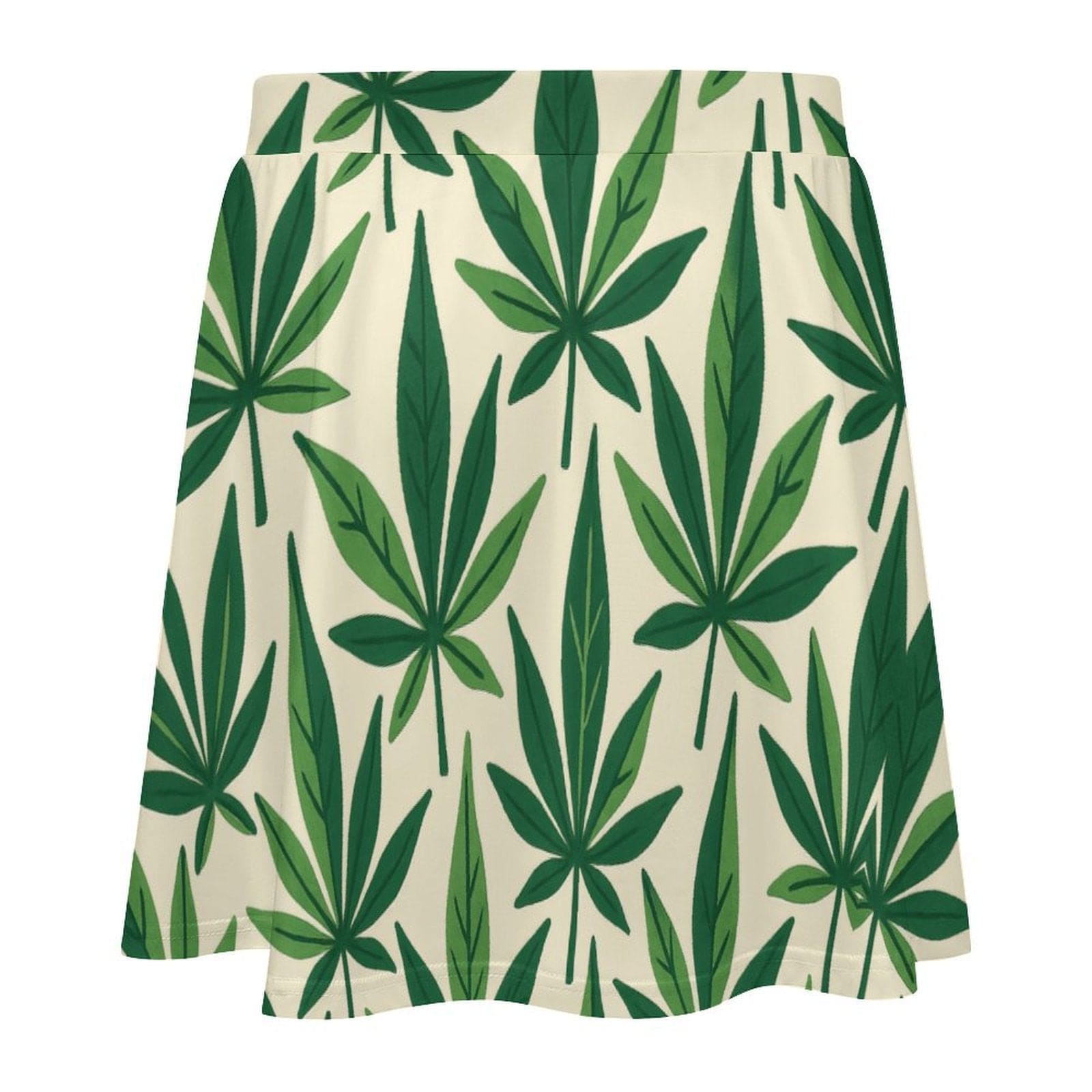 Leaf print skater skirt, waistband detail close-up