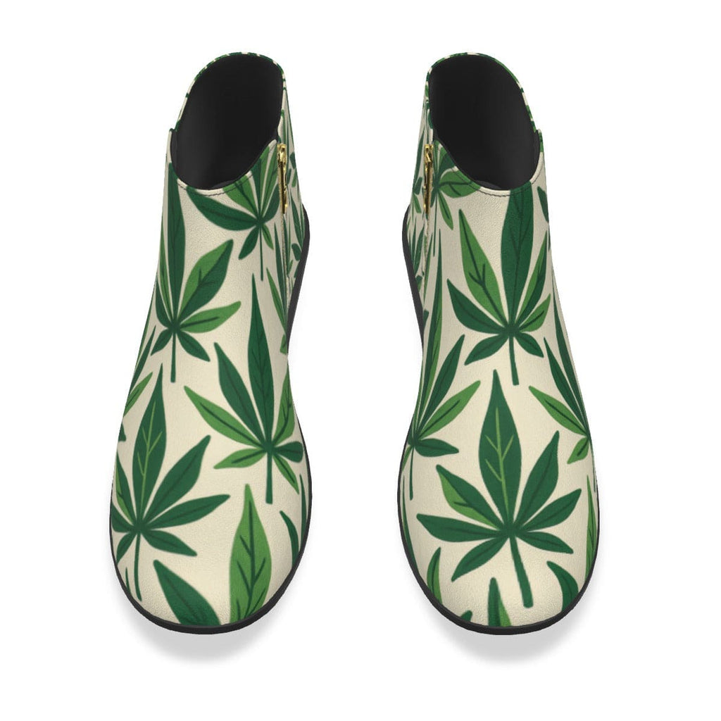Jane Dope leaf print vegan suede ankle booties, pair side view