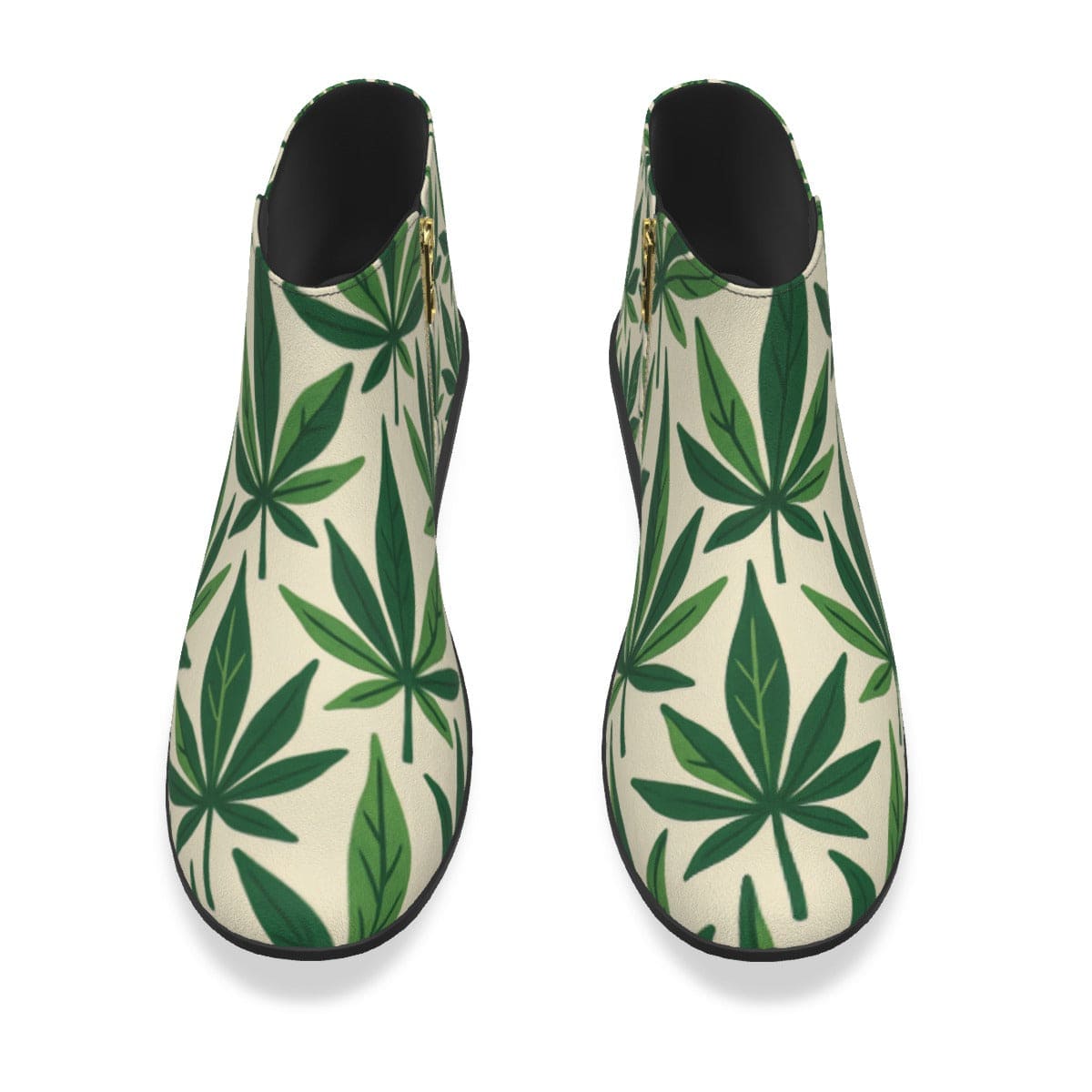 Jane Dope leaf print vegan suede ankle booties, pair side view