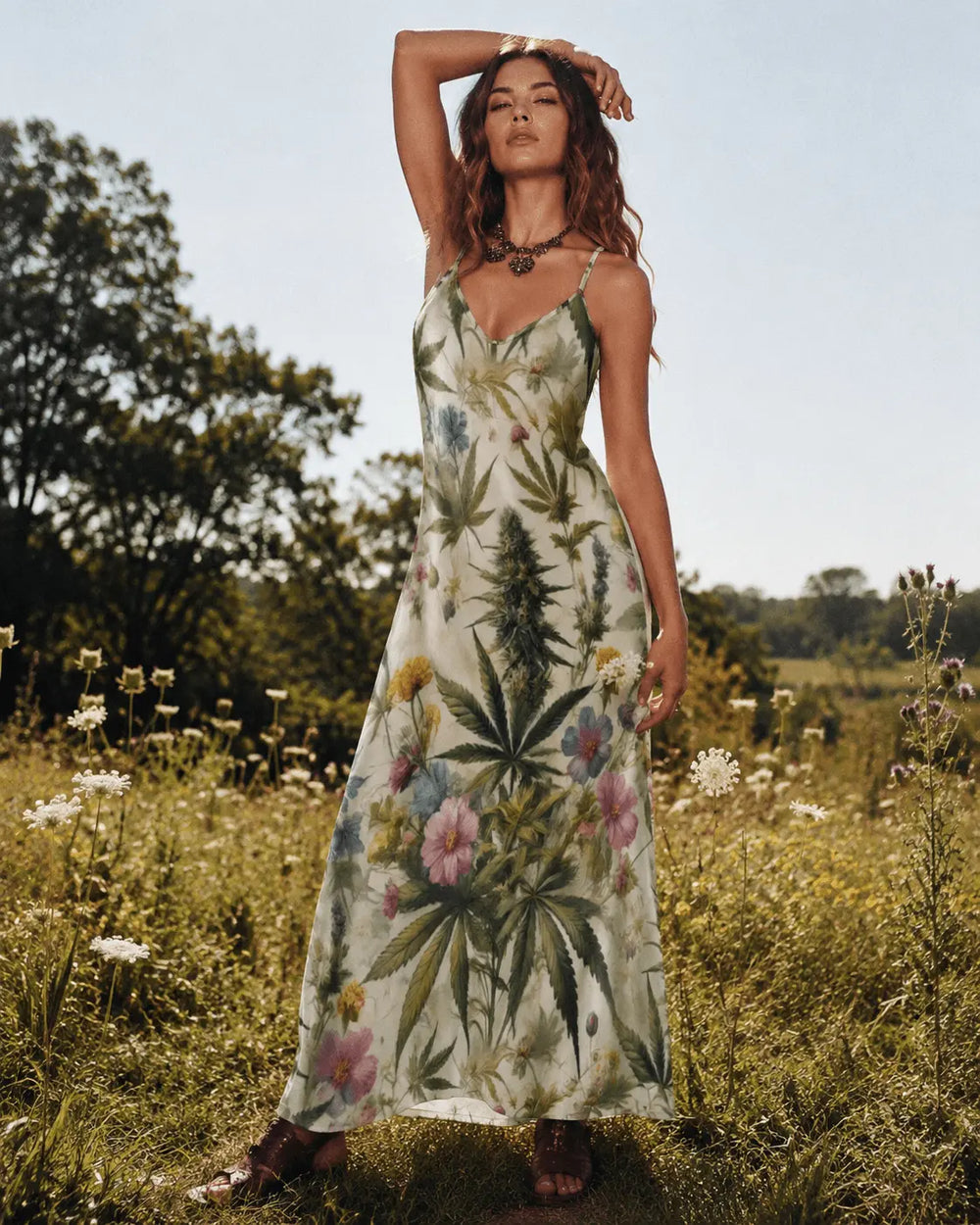 Vestido largo de tirantes finos HER.B Garden
