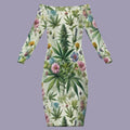HER.B Garden Off-the-Shoulder Long Sleeve Dress white long dress