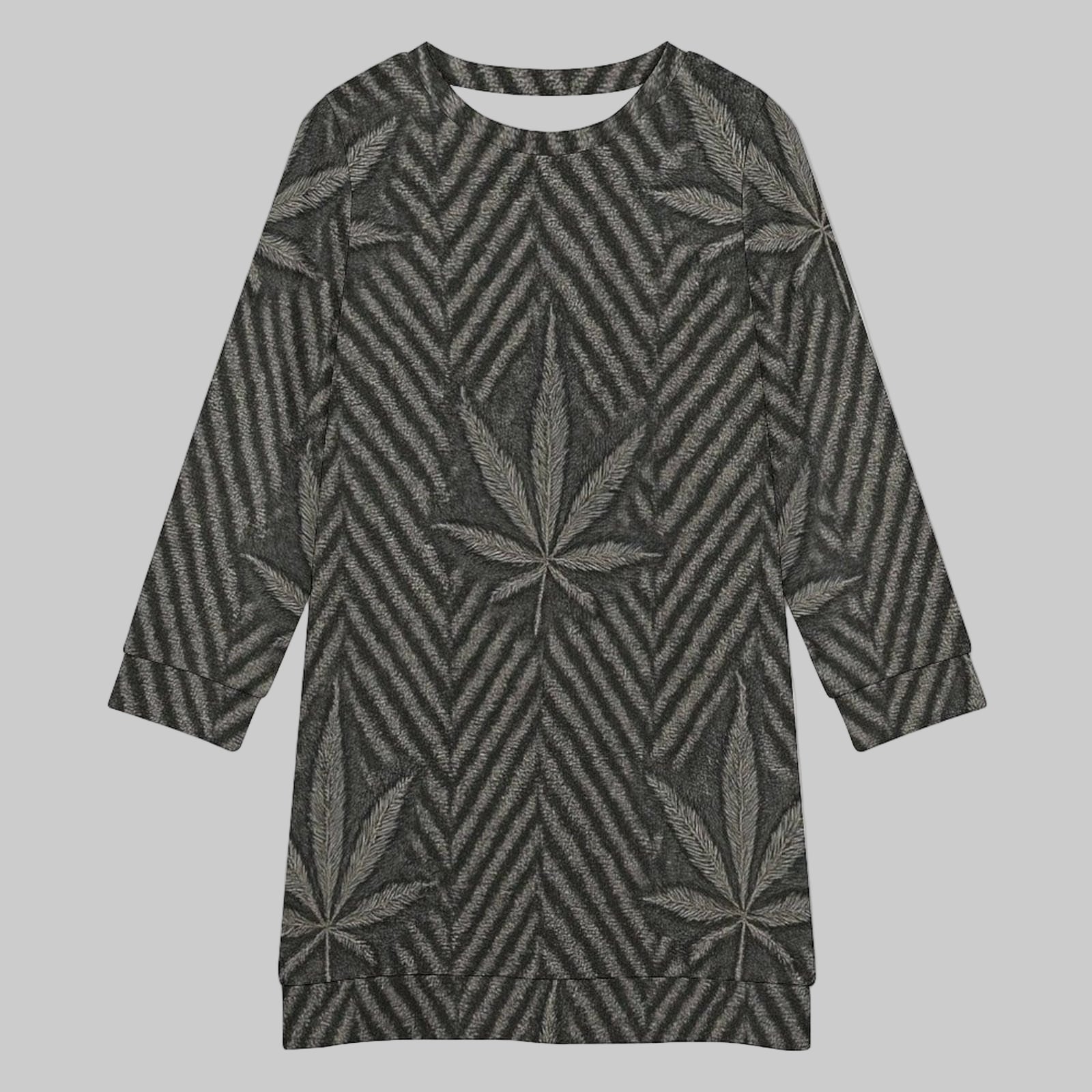 Herringbone print sweater dress, flat lay front
