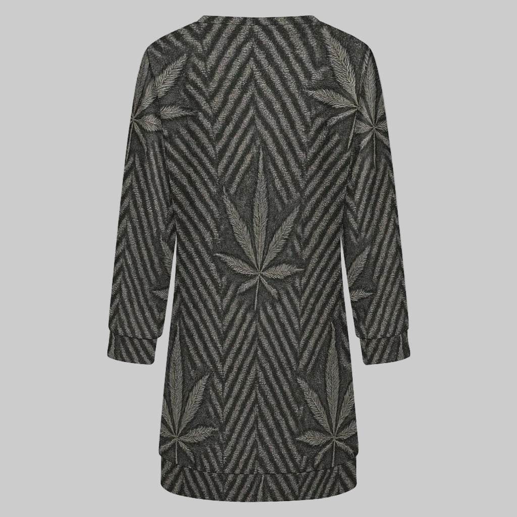Herringbone print sweater dress, back view