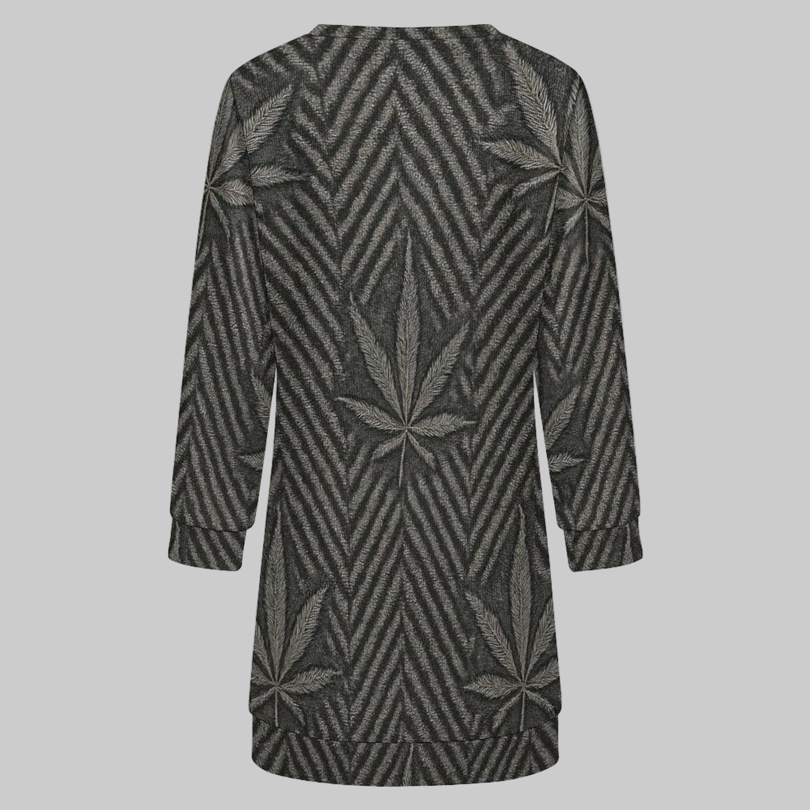 Herringbone print sweater dress, back view