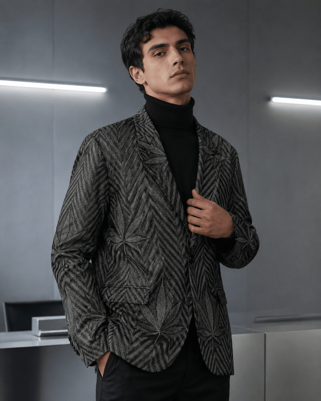 Herbingbone Unisex  Cotton Blazer Yoycol