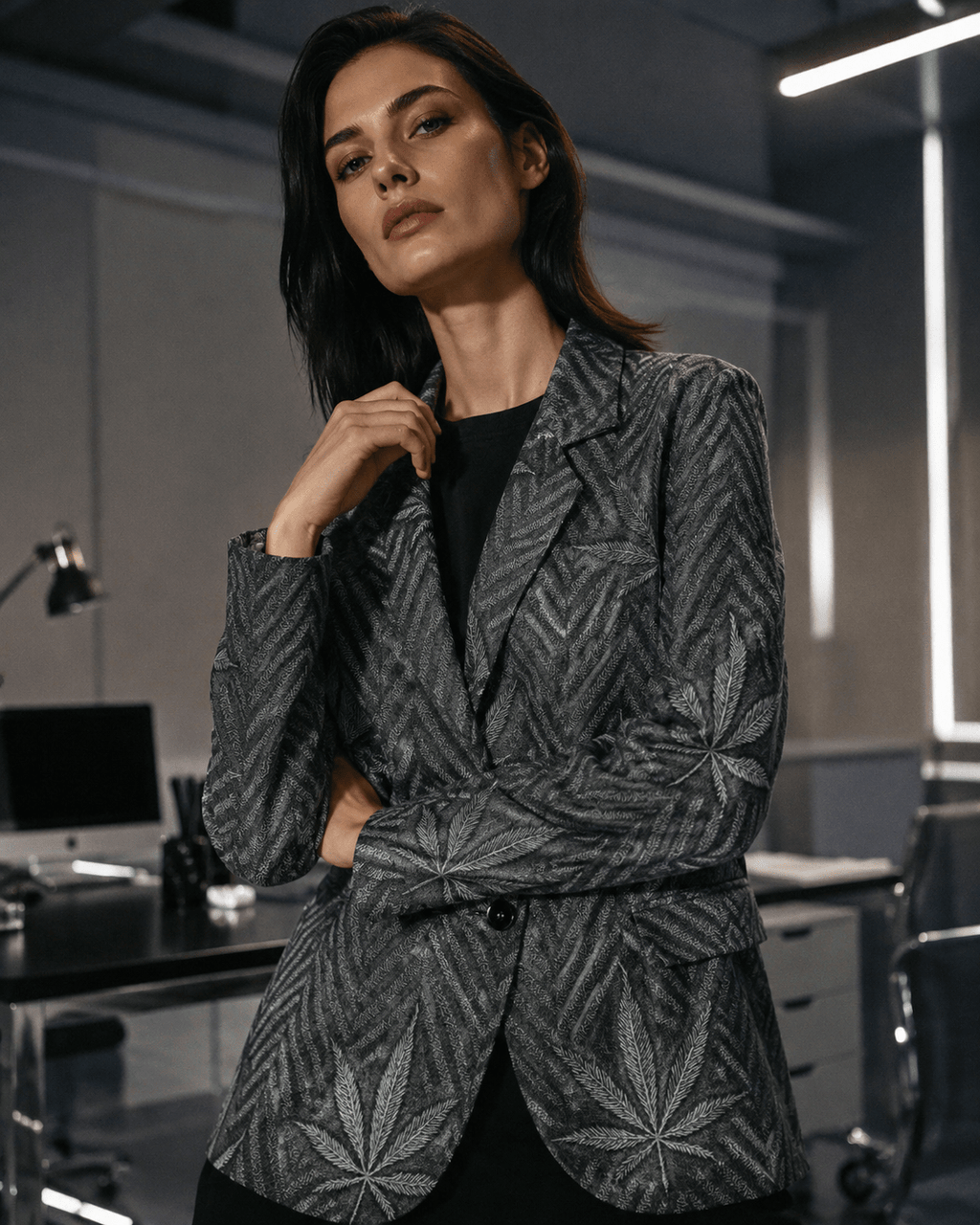 Herbingbone Unisex  Cotton Blazer Yoycol