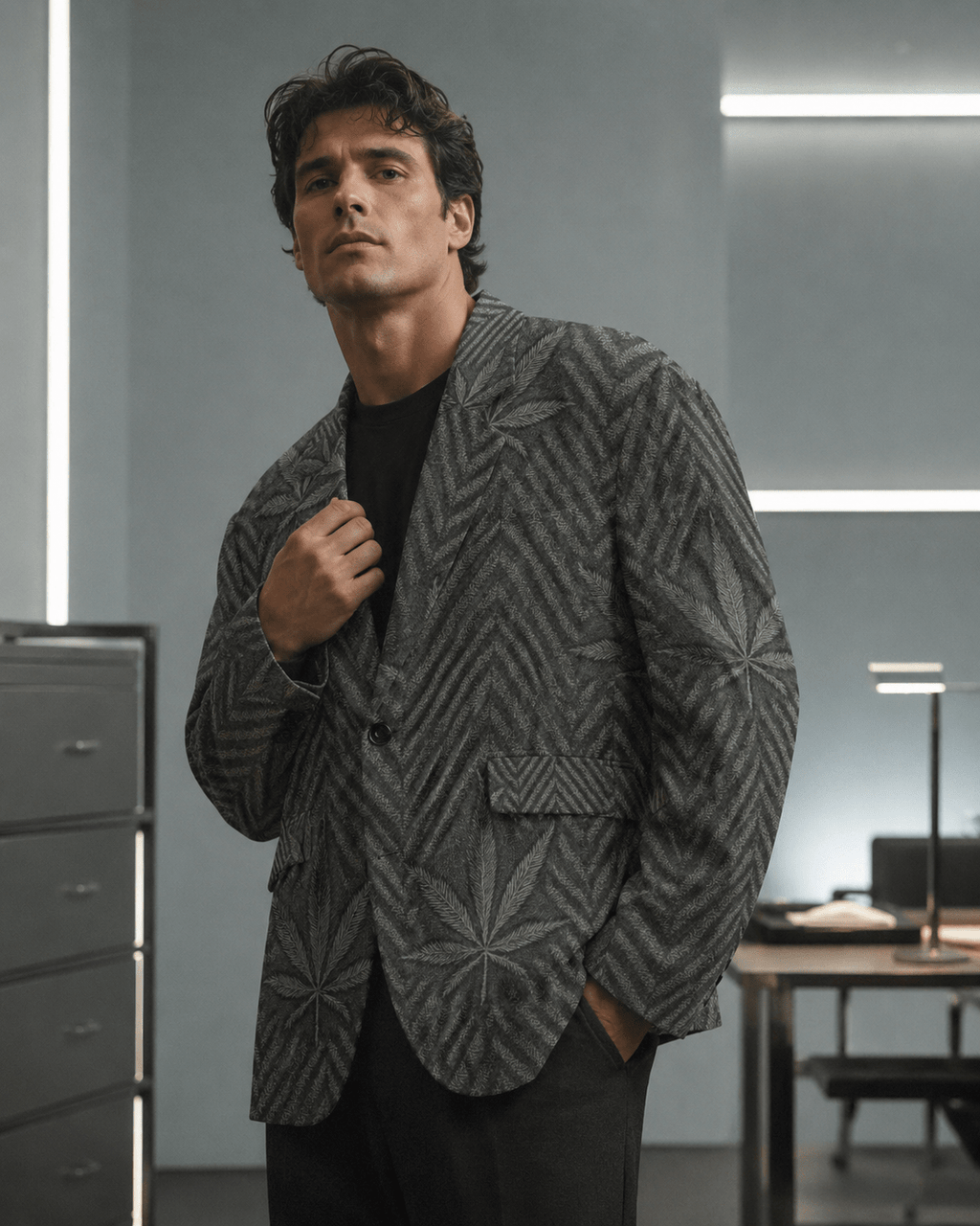 Herbingbone Unisex  Cotton Blazer Yoycol
