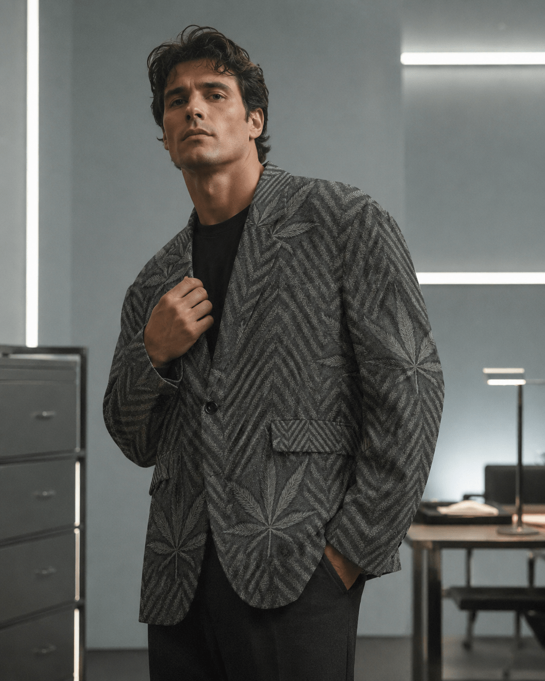 Herbingbone Unisex  Cotton Blazer Yoycol