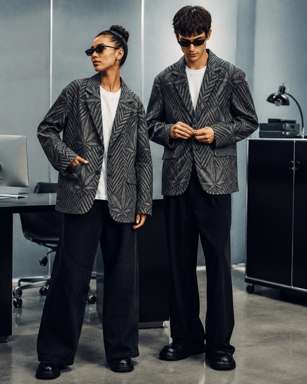 Herbingbone Unisex  Cotton Blazer Yoycol