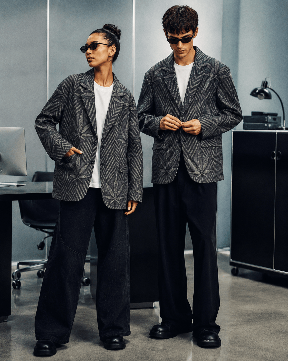 Herbingbone Unisex  Cotton Blazer Yoycol