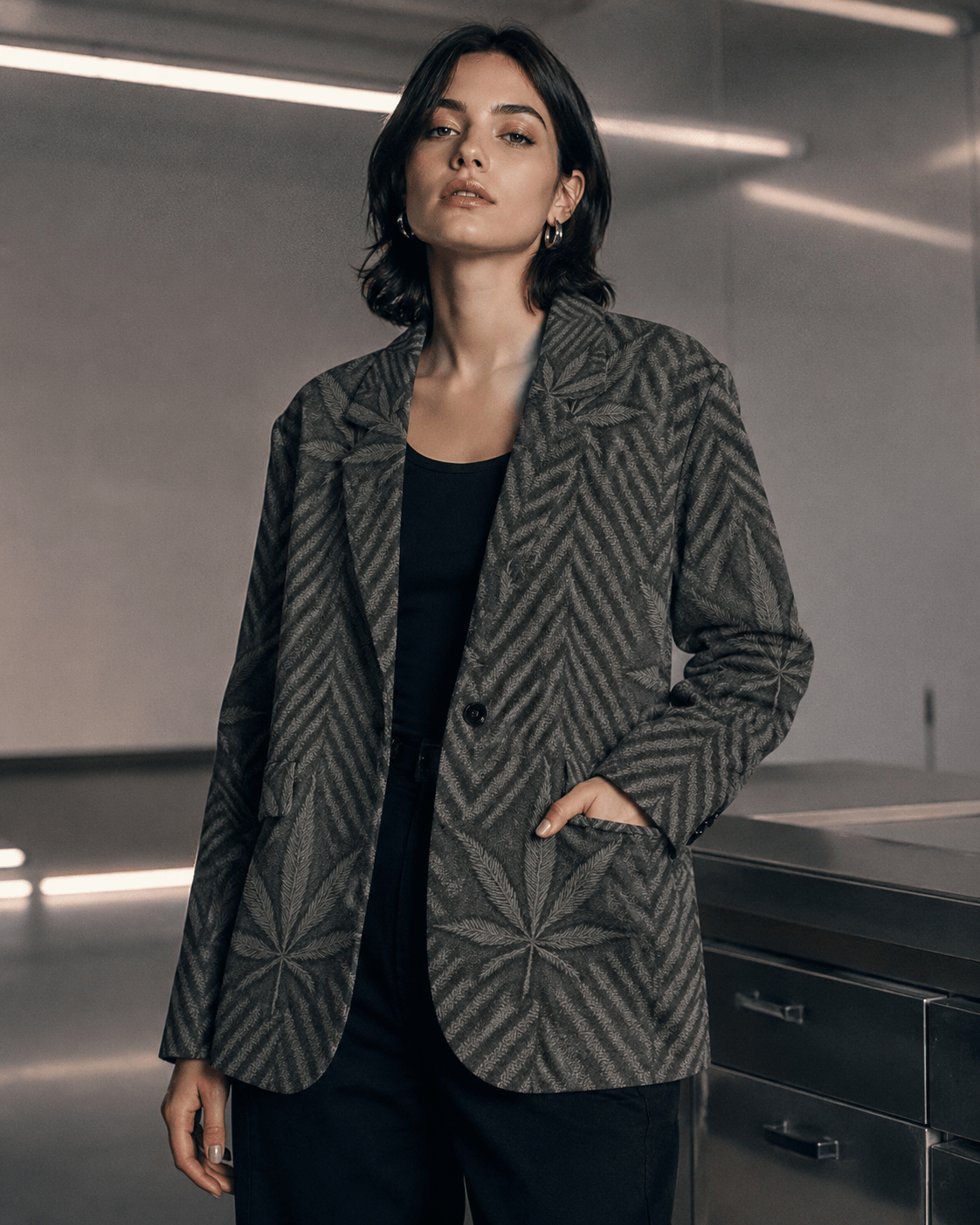Herbingbone Unisex  Cotton Blazer Yoycol
