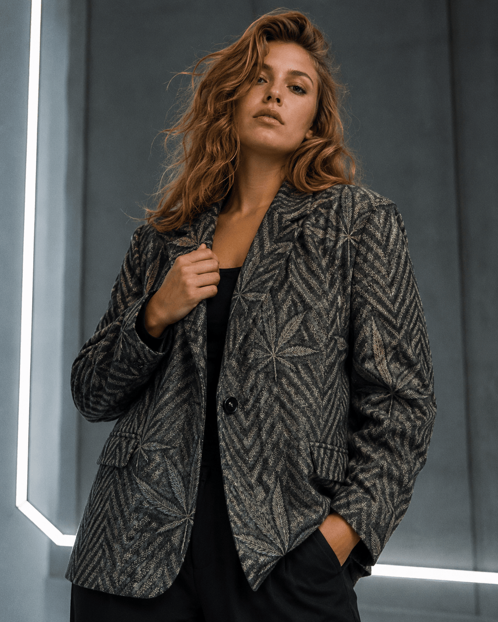 Herbingbone Unisex  Cotton Blazer Yoycol