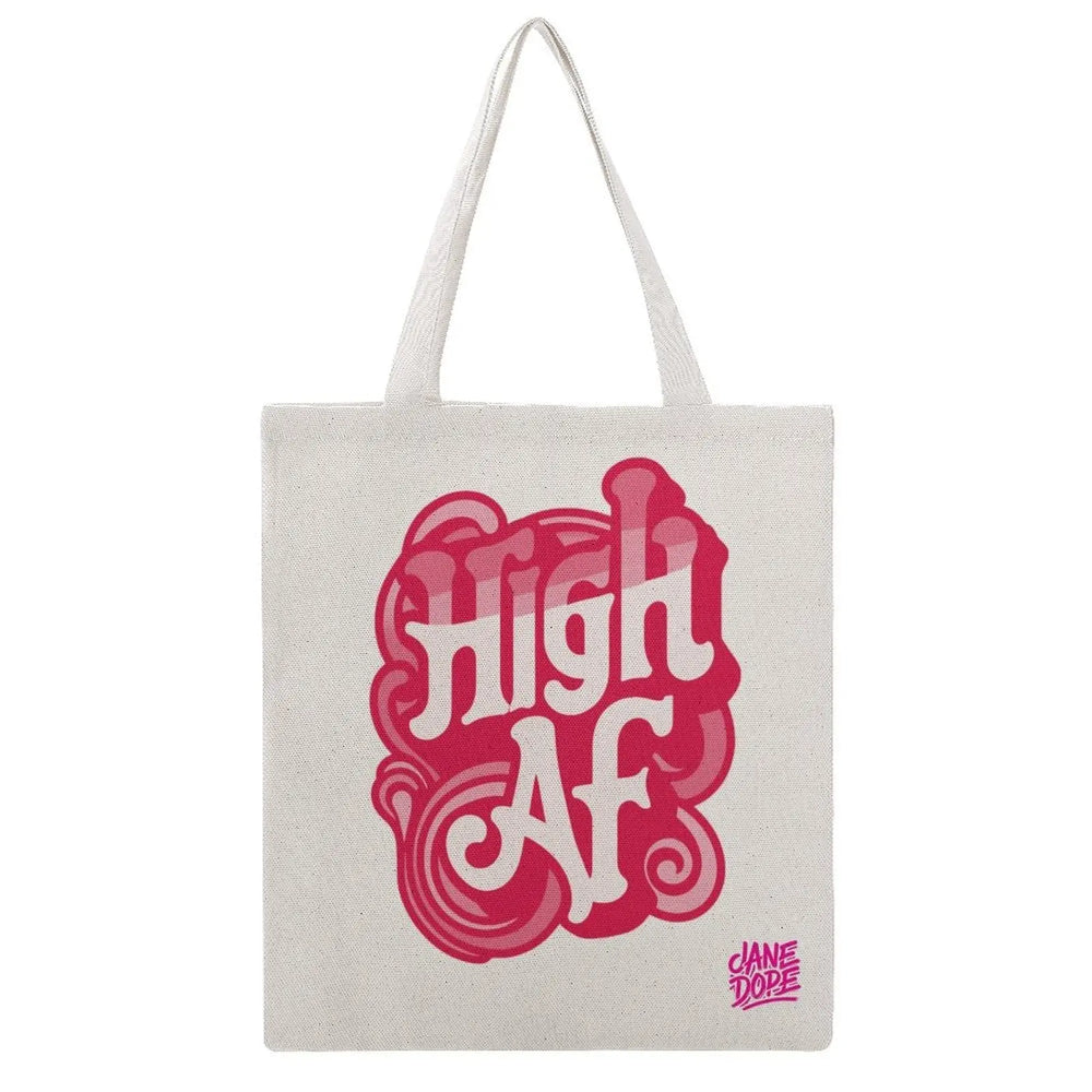 Bolso Grande con Inscripción "HIGH AF"