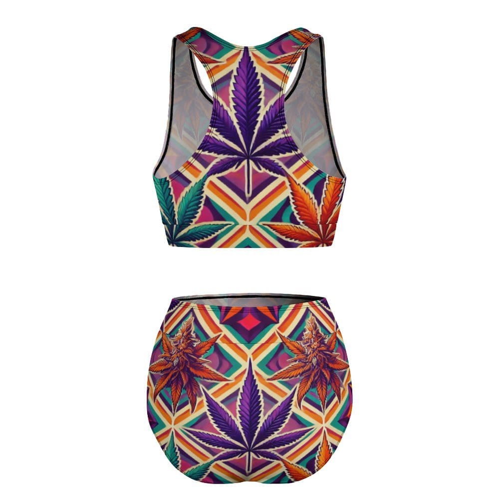 High vibe print sport bikini, top detail close-up