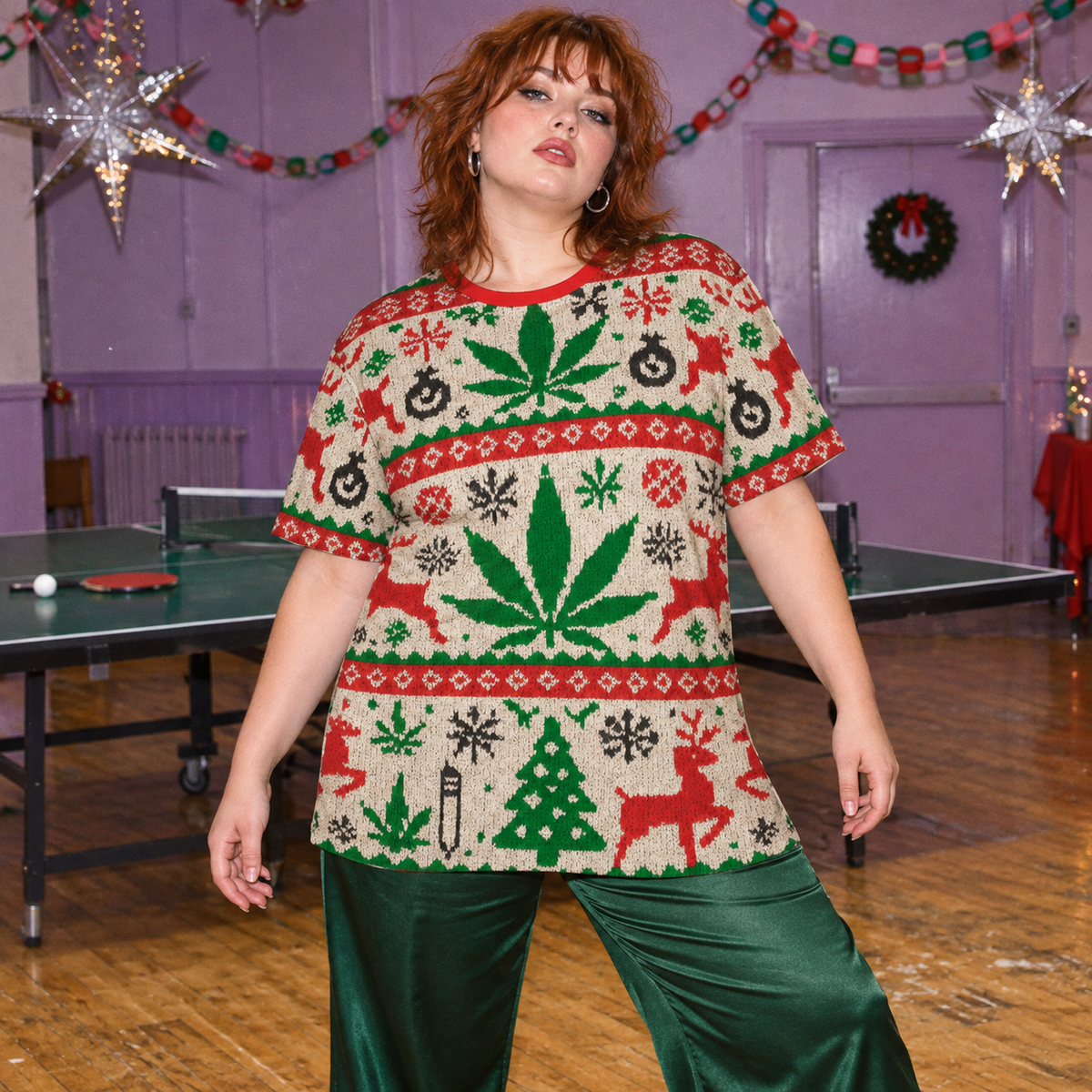 Holiday Cotton T size 4XL editorial view showing the full tee