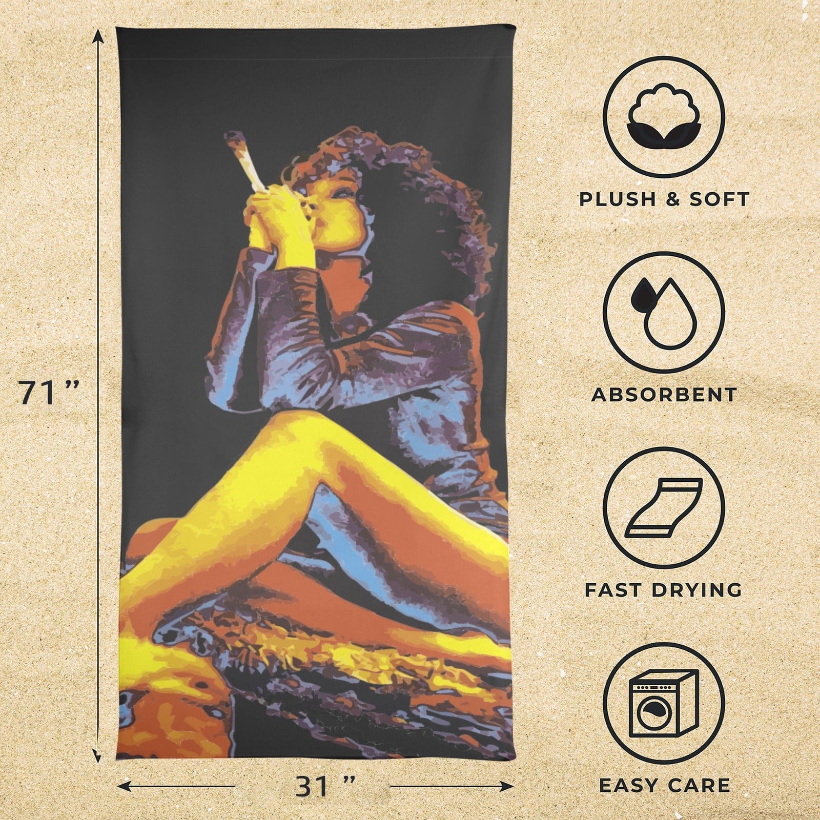 HOTBOX Goddess print beach towel, print detail close-up