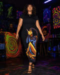 Hotbox Goddess graphic print bodycon maxi dress, lifestyle editorial shot on model