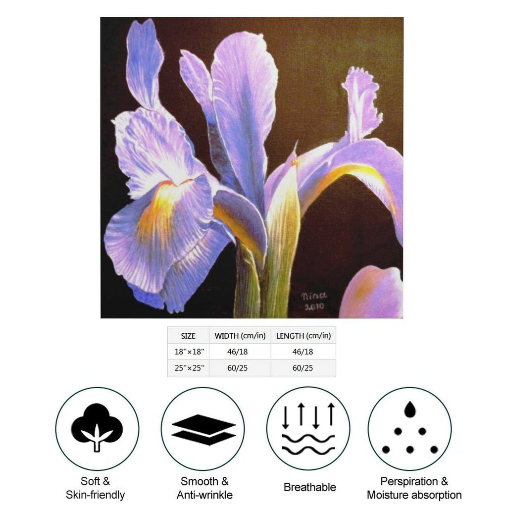 Iris Silky Scarf — tied as headscarf lifestyle shot