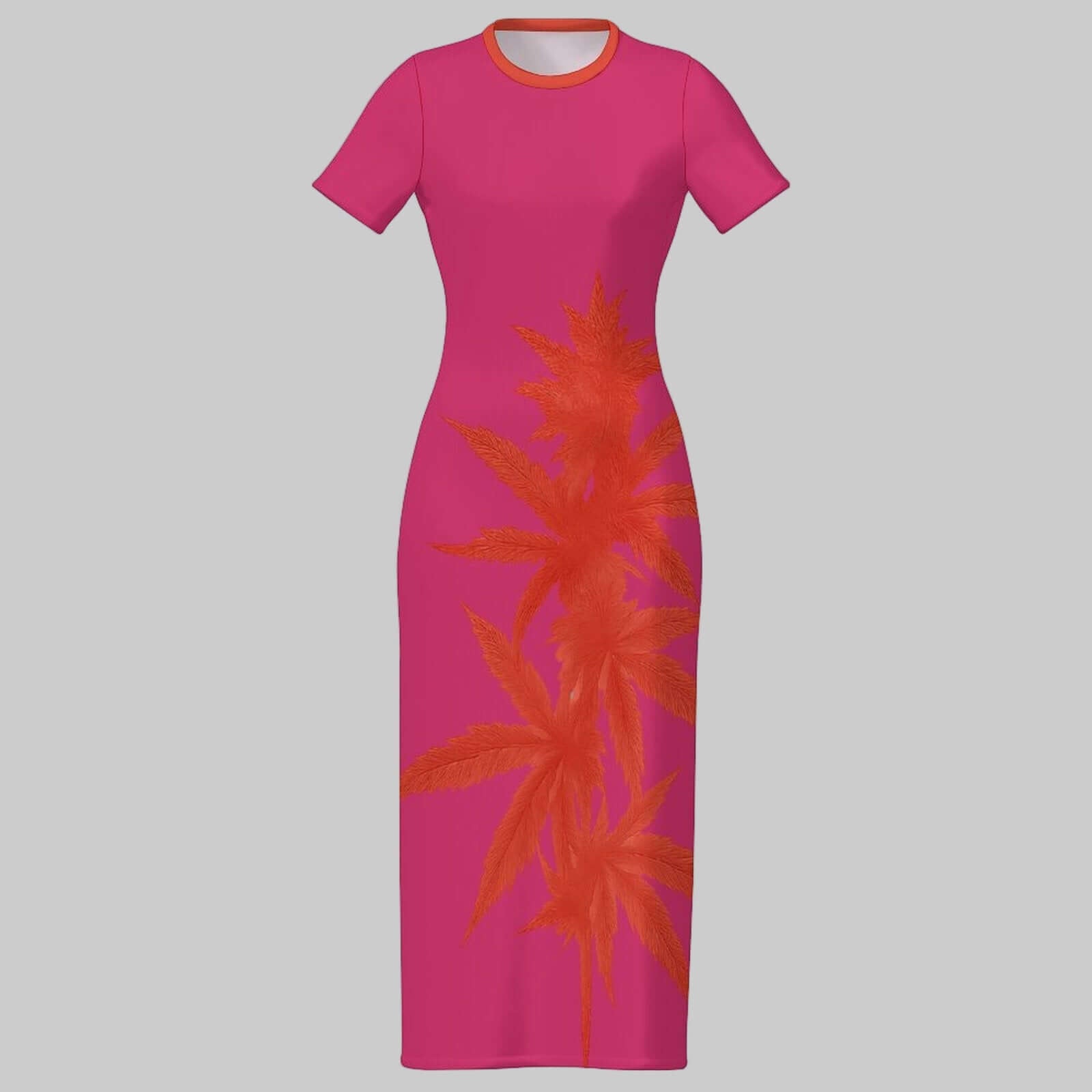 Island Pink Bodycon Dress — white colourway flat lay