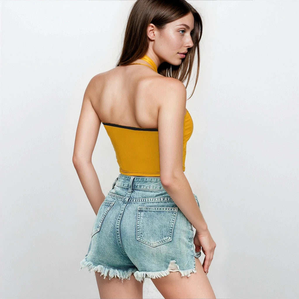 Jane Dope logo print bandeau top, back view