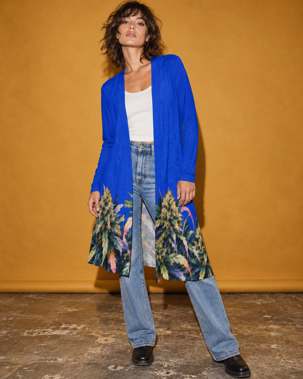 Blue Mazar Cardi Botanical Print Cardigan