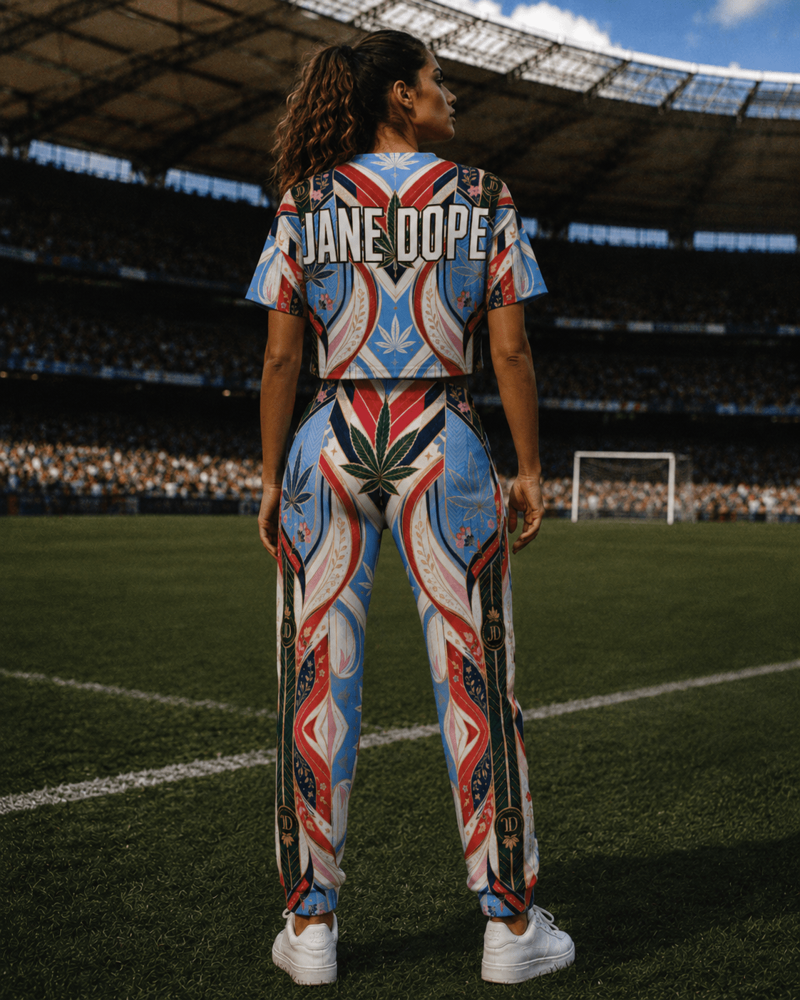 DOPE CUP '26 crop soccer jersey, back view showing number and graphic