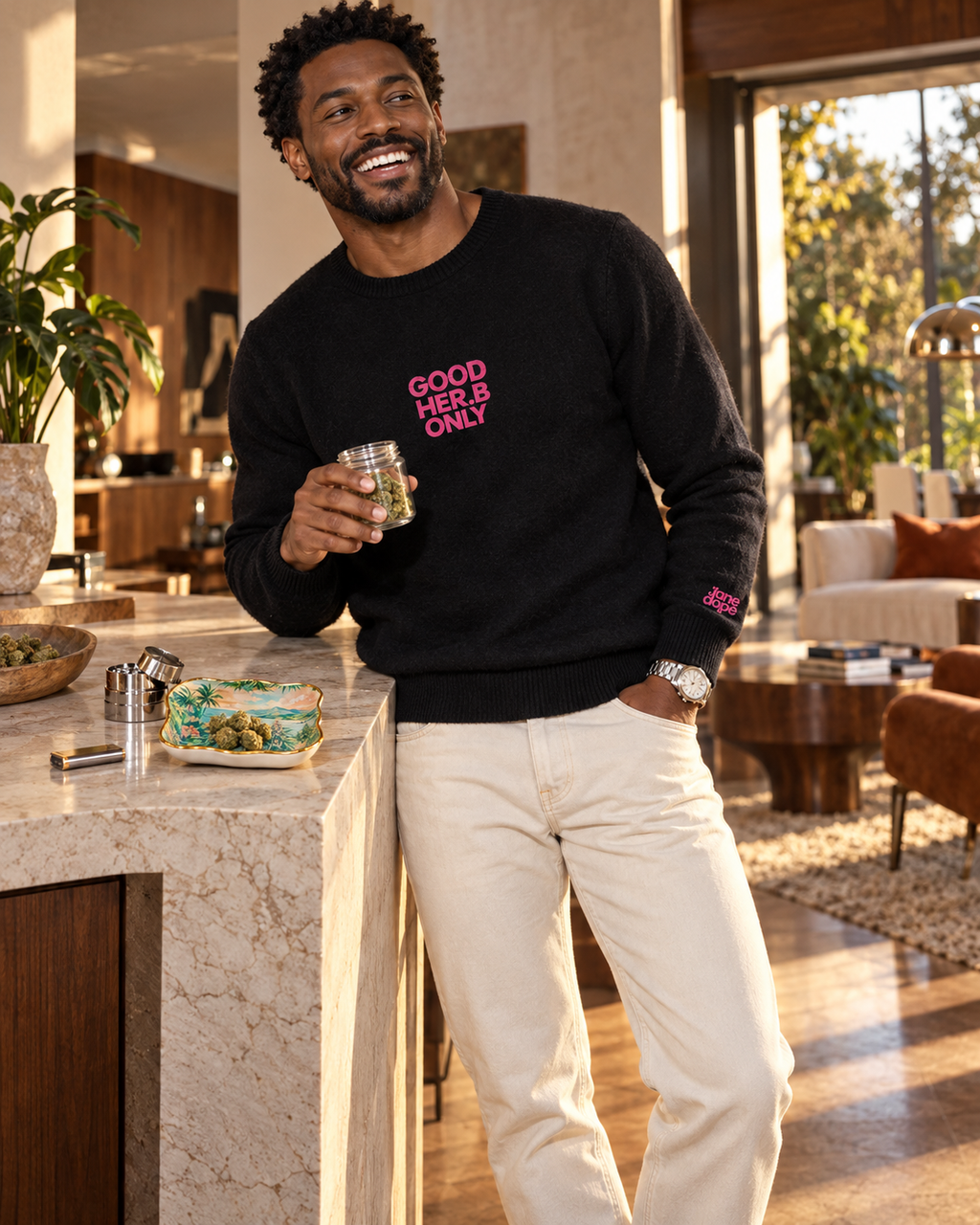 Good Herb Only Soft Wool-Blend Crewneck Knit Sweater | Embroidery