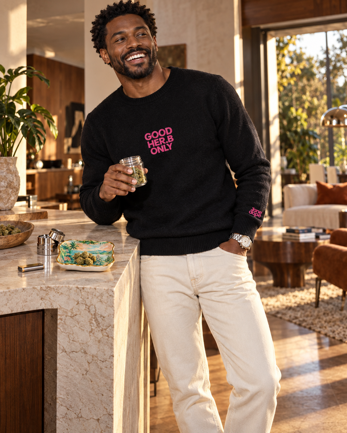 Good Herb Only Soft Wool-Blend Crewneck Knit Sweater | Embroidery