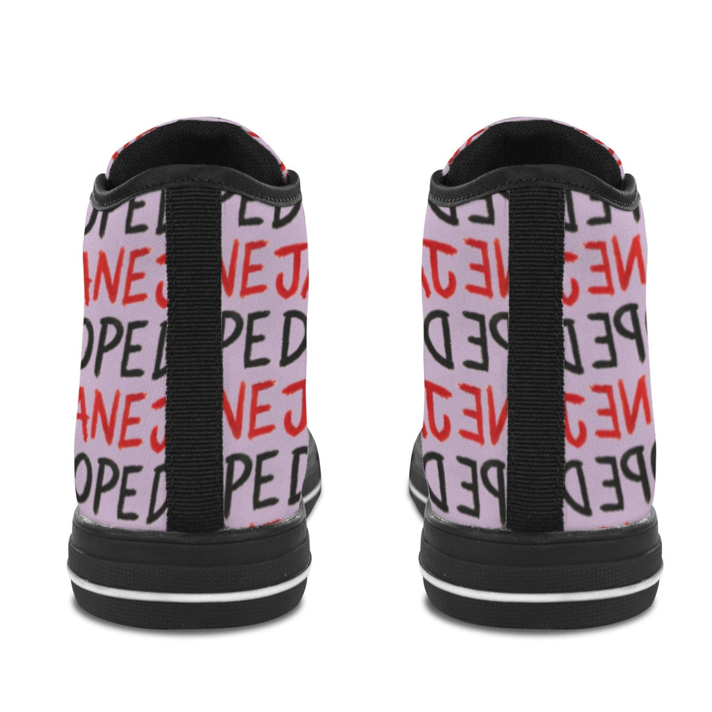 Dope N Lipstick Vancouver High Top — tongue and lace detail close-up