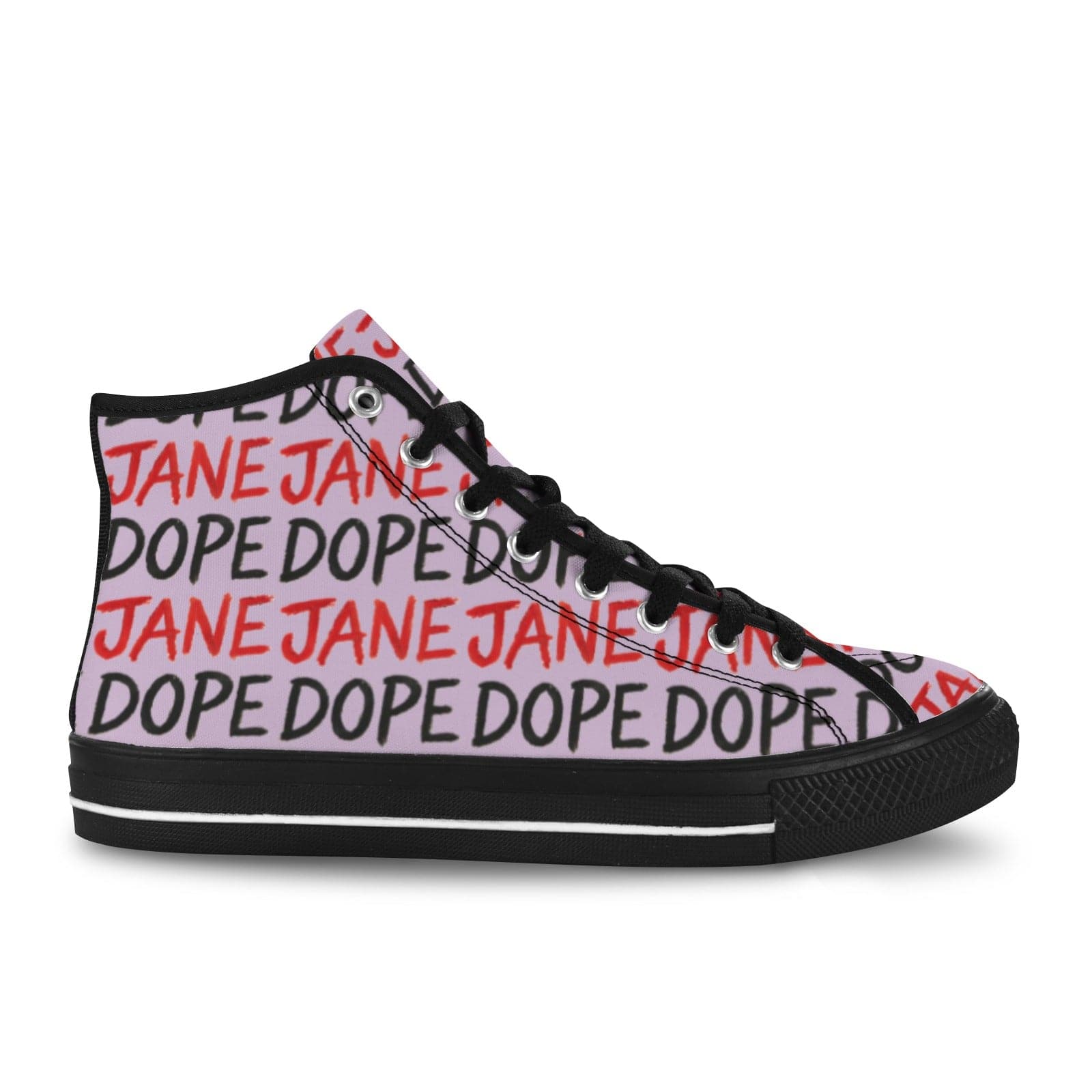 Jane Dope Dope N Lipstick Vancouver High Top Sneaker — lipstick graphic print women's high top canvas sneaker