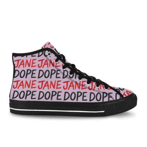 Jane Dope Dope N Lipstick Vancouver High Top Sneaker — lipstick graphic print women's high top canvas sneaker
