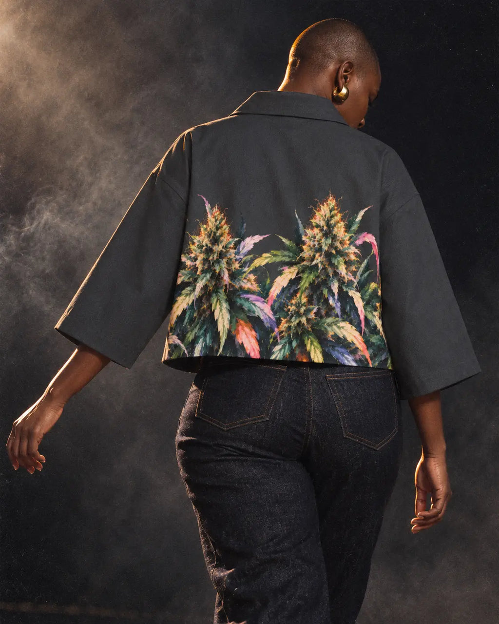 Jane Dope Permanent Marker cotton cropped jacket, back view in motion