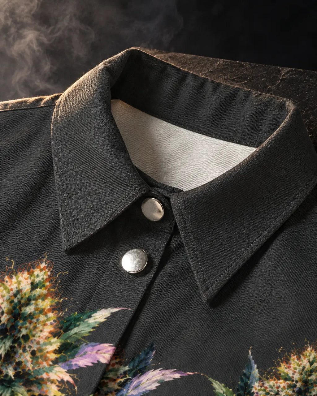 Jane Dope Permanent Marker cotton cropped jacket, pointed collar and silver button detail