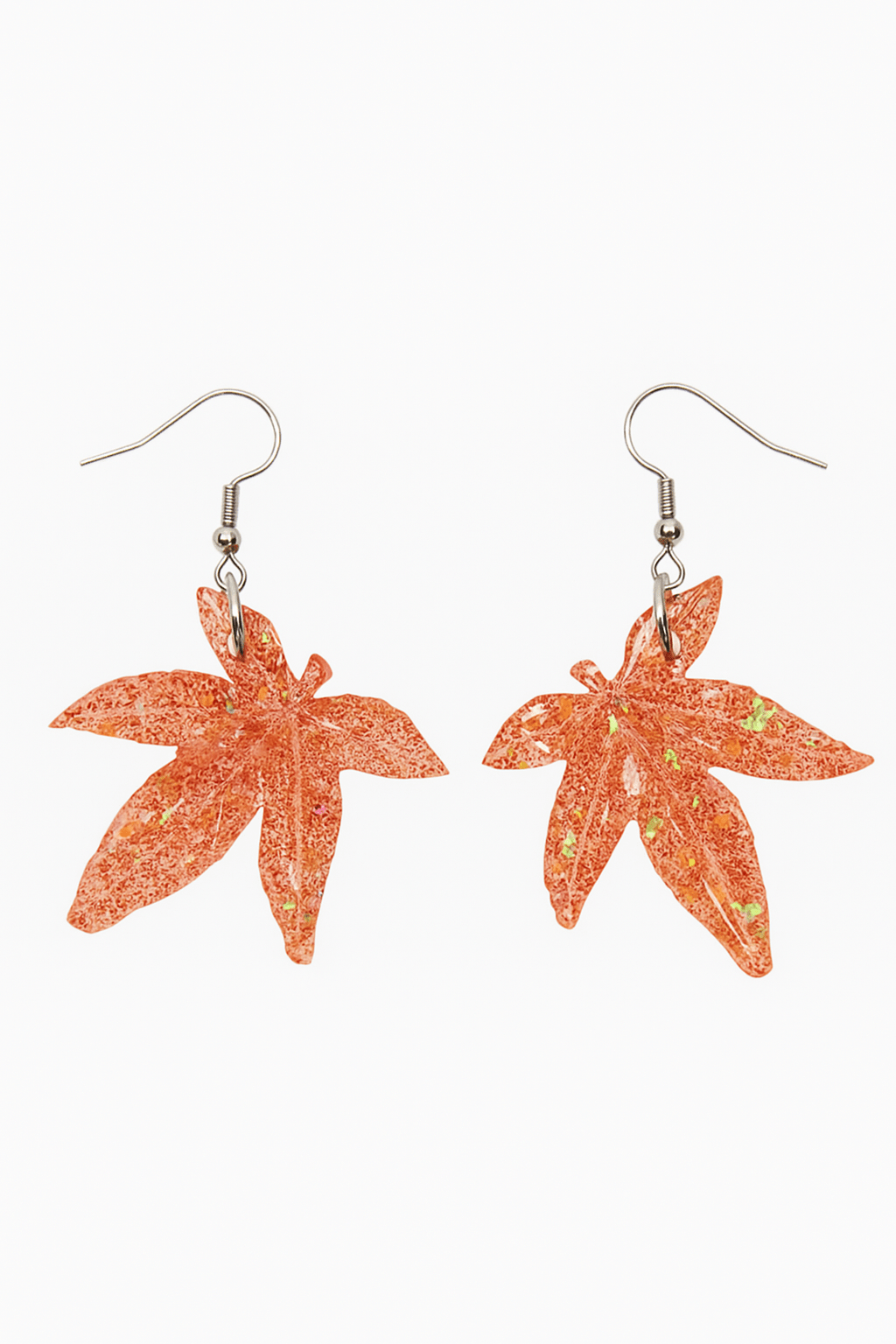 Glitter Moonstoned Leaf Earrings Pink