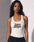 Stoner Diop graphic print racer vest, walking shot on model