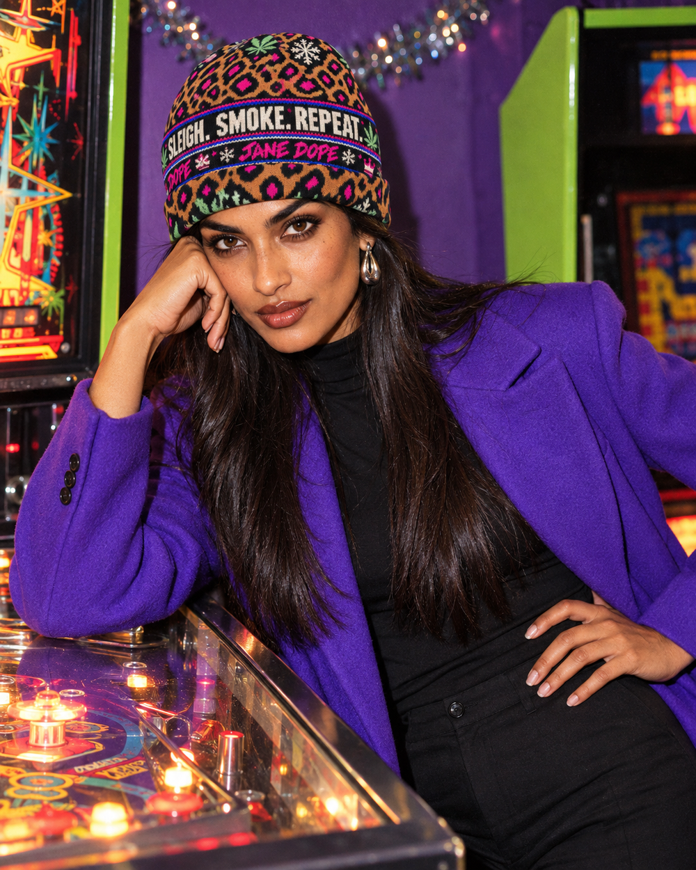 Sleigh Smoke Repeat Printed Beanie