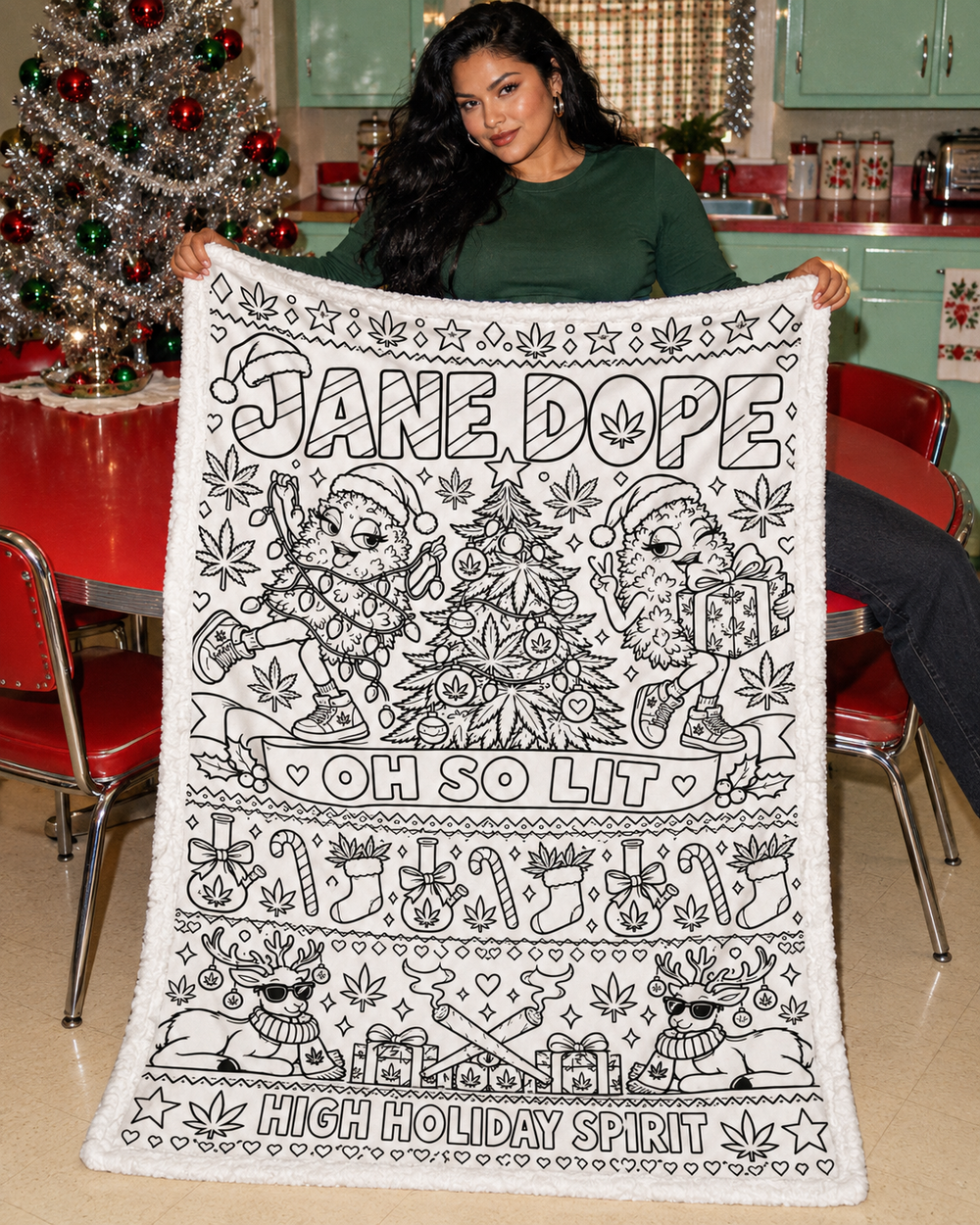 SO LIT XMAS COLORING BLANKET Doodle Blanket 100×150cm (24-Color Markers)