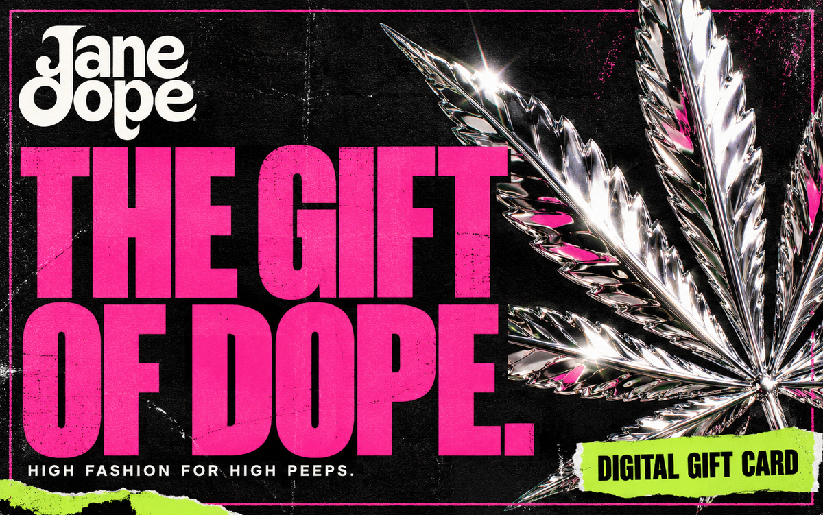 The Gift of Dope — Jane Dope digital gift card in black, hot pink, chrome and acid green