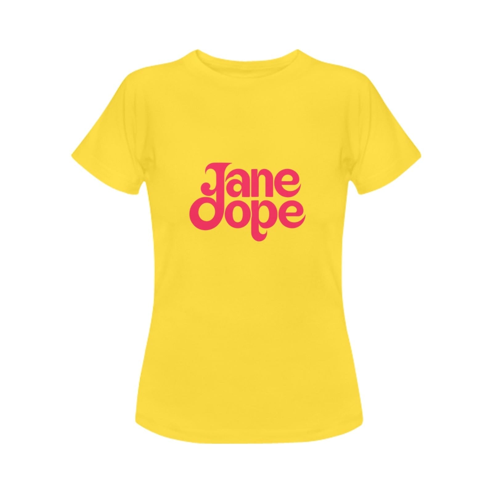 Jane Dope UNISEX Tee pink logo T yellow Women's T-Shirt in USA Size (Front Printing Only) women's T shirt
