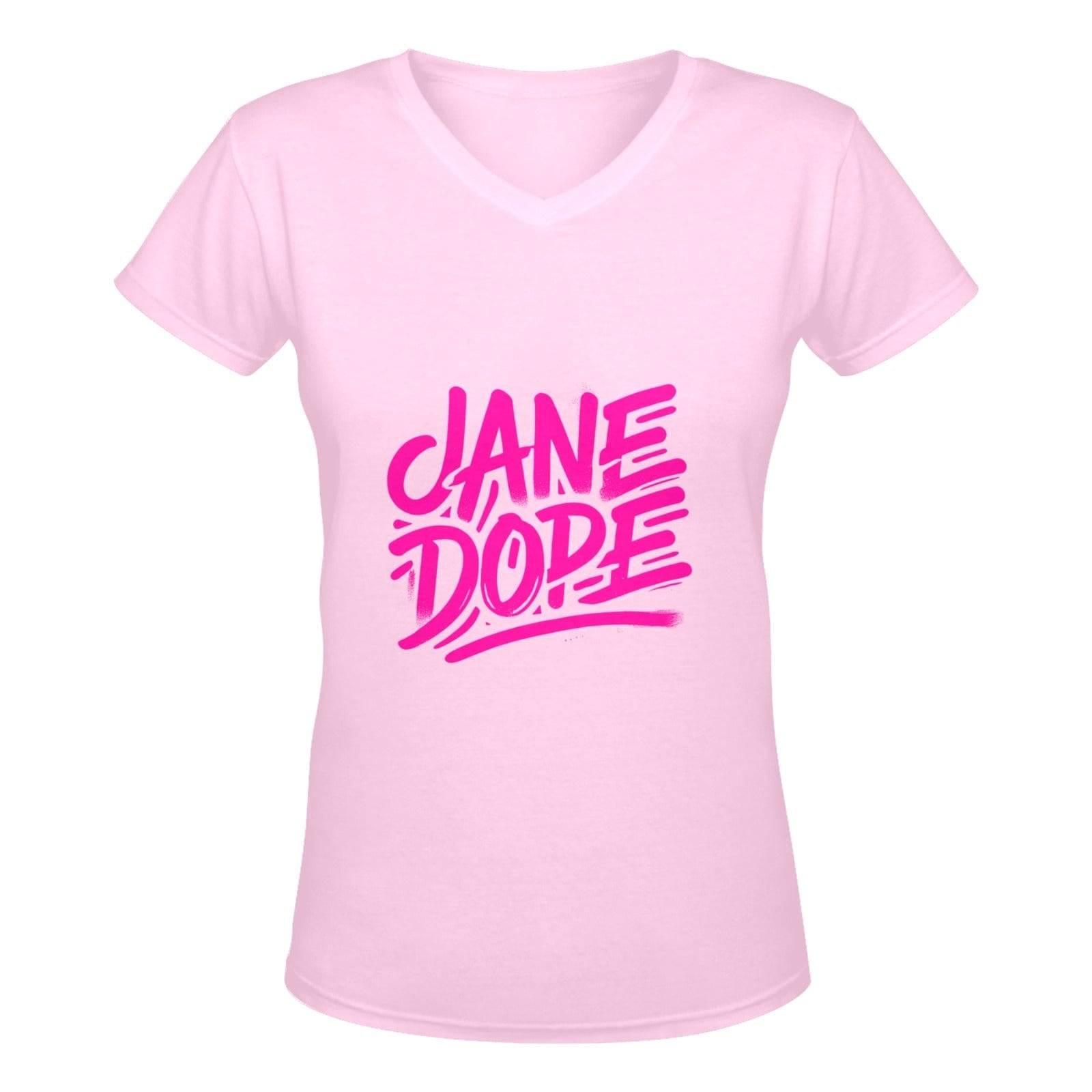 Jane Dope's Fave T JANE DOPE GRAFF PINK Women's Deep V-neck T-shirt (Model T19)