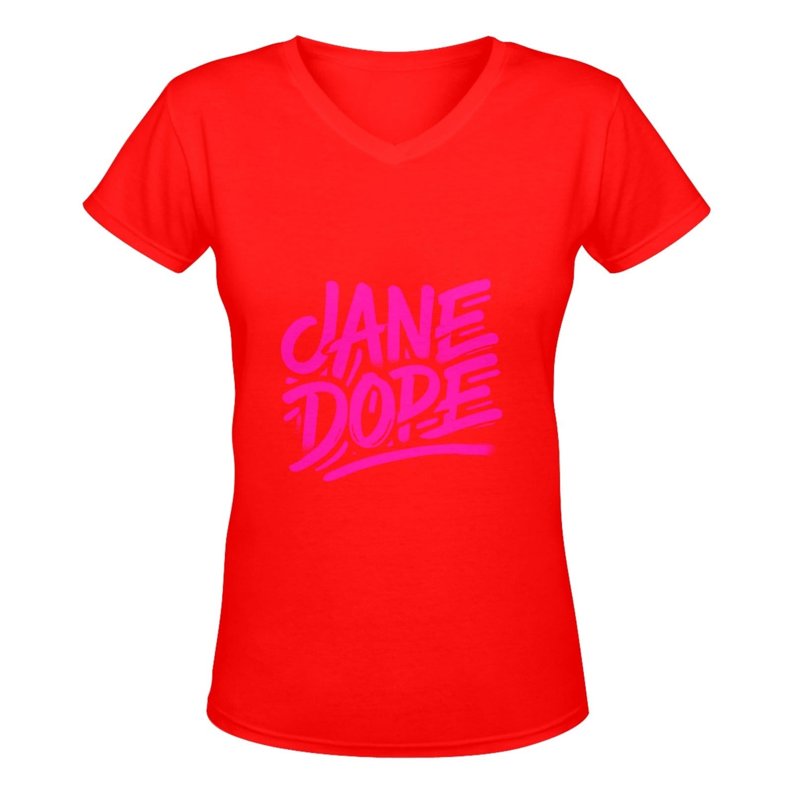 Jane Dope's Fave T JANE DOPE GRAFF RED Women's Deep V-neck T-shirt (Model T19)