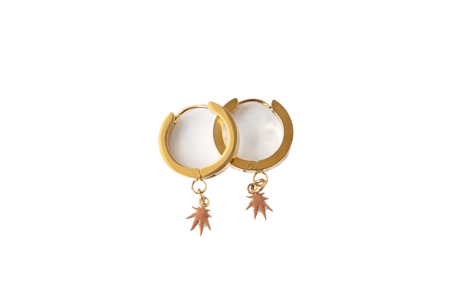 LEAF CHARM HOOPS Gold