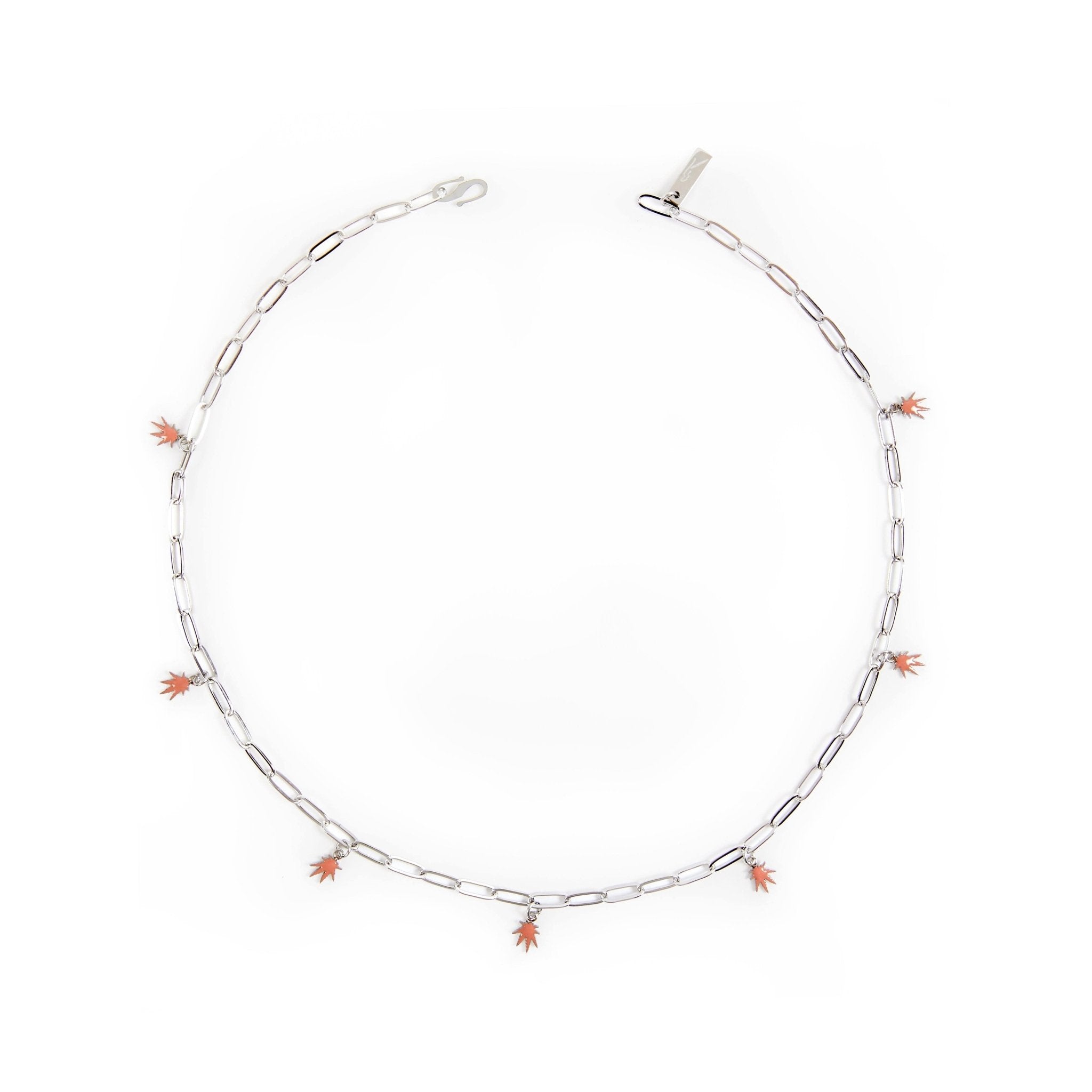 LEAF CHARM NECKLACE Rhodium (Silver)
